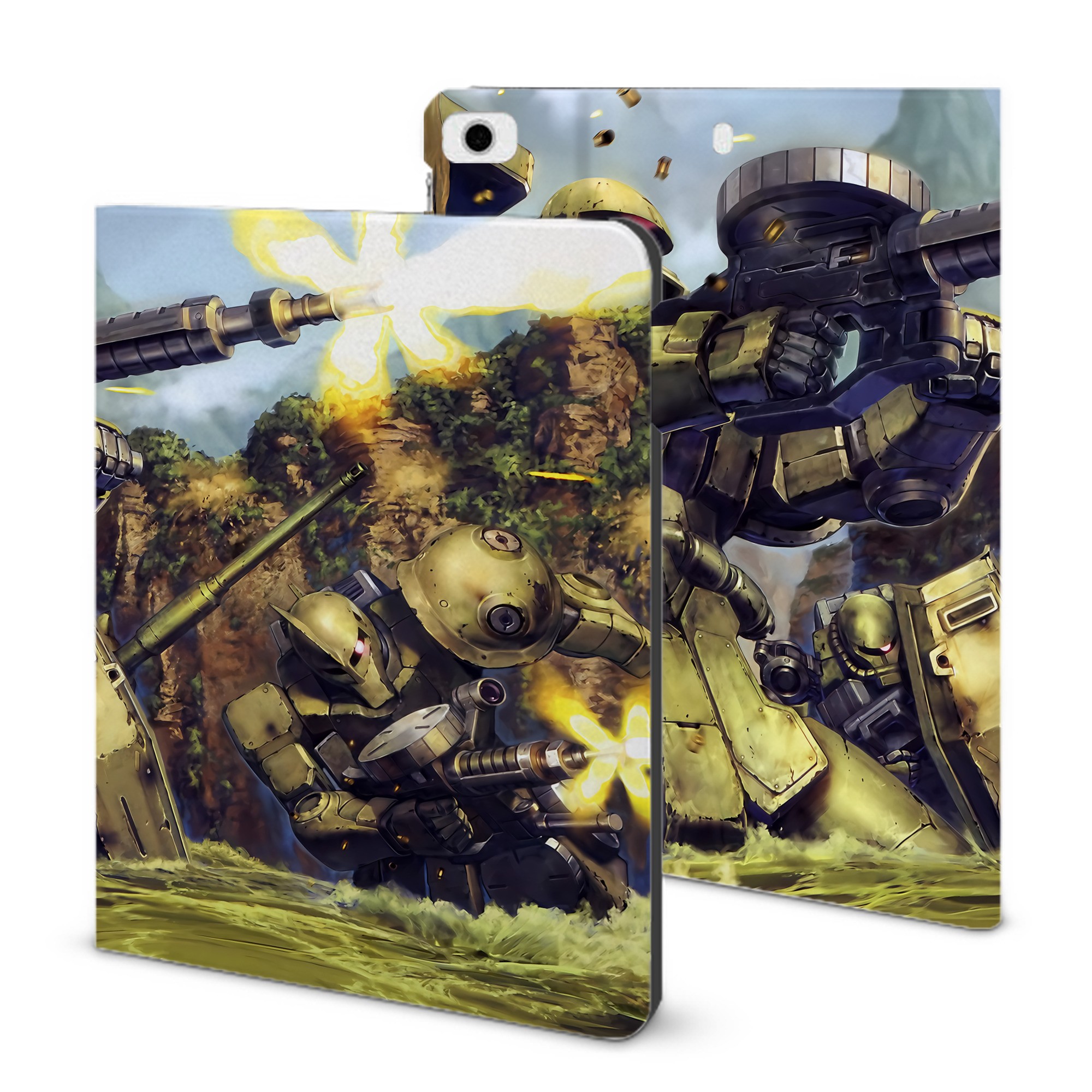 （画像用） 機動戦士ガンダム Mobile Suit Gundam IPad ケース ブック型 PUレザー TPU 耐衝撃 軽量 薄型 ペン収納なし 全面保護 IPad 各モデル対応